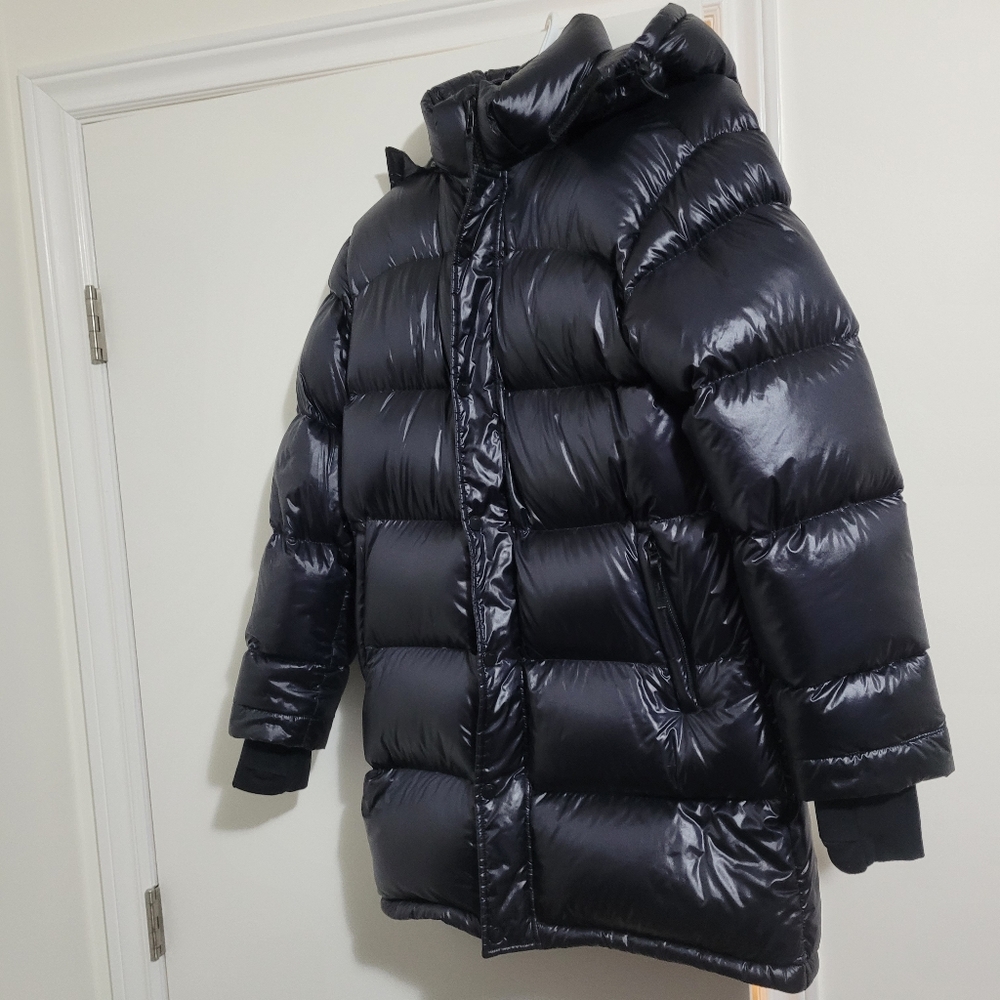 TNA SUPER PUFF MID LENGTH WOMENS SMALL SHINY BLACK